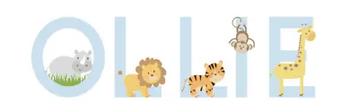 £21.59 • Buy Personalised Kids Name Stickers Jungle Safari Animal Theme Blue Letters Wall Art
