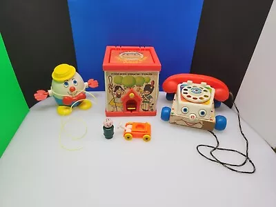 Vintage Fisher-Price Little People Pull Toys & Jack N The Box *Read* • $17.99