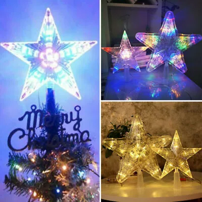 Christmas 3D Hollow Star Tree Topper LED Colorful Lights Decor Pendant Outdoor • $12.25