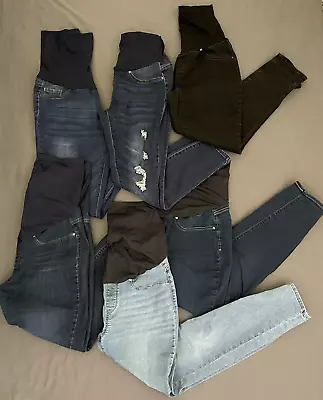 Lot Of 6 Maternity Womens Waistband High Waist Casual Jeans Pants All Size XL • $60