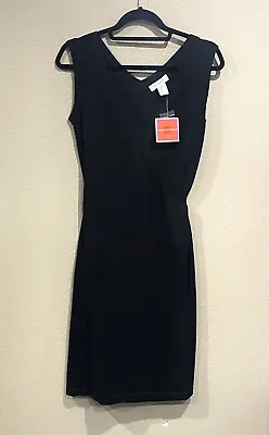 Isaac Mizrahi For Target Dress Women Small Black Midi V Neck Wrap Sleeveless NWT • $28