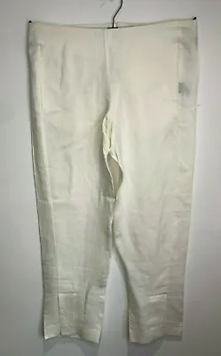 BNNT Elm Design White Linen Straight Slim Fit Cropped Trousers  W 31 10 12 NEW • $30.95