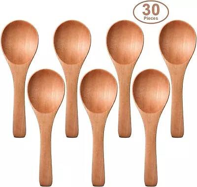 30 Pieces Small Wooden Spoons Mini Nature Wooden Spoons For Jars Mini Tasting Sp • $13.79