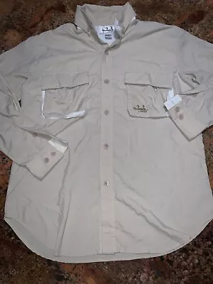 Cabelas Guidewear Mens Medium Beige Long Sleeve Vented Fishing Nylon Shirt • $17.99