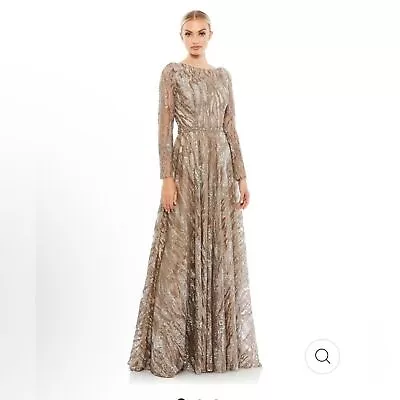 Mac Duggal 79261 Long Sleeve Sequin Gown Mocha Size 16 $798 • $200