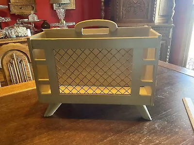 $44 • Buy BUTLER Vintage Mid Century Modern Magazine Rack  Tapered Legs Wood Blonde Metal