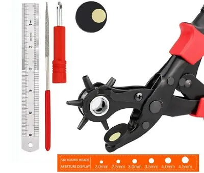 10  Heavy Duty Leather Hole Punch Pliers - 6 Sizes Belt Hole Puncher Tool • $13.99