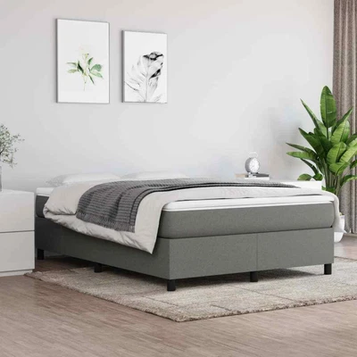 $125.99 • Buy Box Spring Bed Frame Dark Grey 152x203 Cm Queen Fabric Mattress Base VidaXL