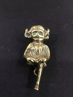 $42 • Buy Vintage Mid-century Brass Door Knocker 4  Monkey Gargoyle Patina Hardware Euc