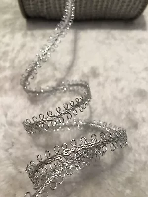 2 Meters 1cm Silver Braid Ribbon Gimp Lace Trim Sewing Rococo Chocker Per Meter • $2.50