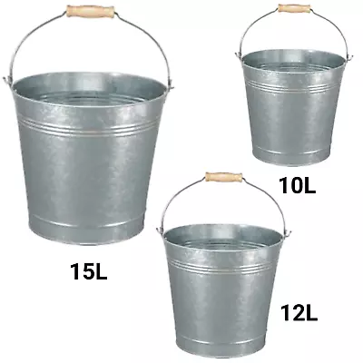 Galvanised Metal Bucket Handle Plant Pot Coal Planter Strong Steel 10L 12L 15L • £8.99