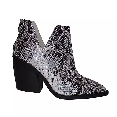 Vince Camuto Gigietta Ankle Bootie Black Embossed Snake Print Size 7.5 M New • $27.96