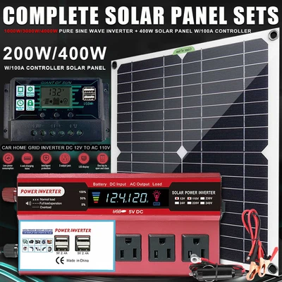 $45.59 • Buy 4000W Solar Panel Sets Solar Power Inverter Generator 100A Home 110V Grid System