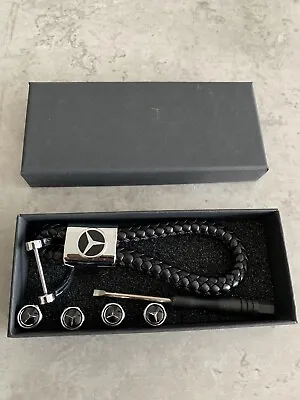 MERCEDES BENZ Luxury Leather Keyring Keychain Fob Gift Box UK New!! • $12.57