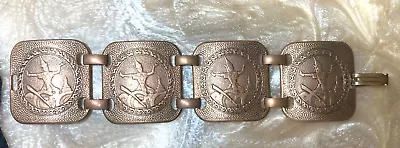 Vintage Copper Large Panel Link Thailand Thai Asian Dancer Goddes Bracelet • $14.99