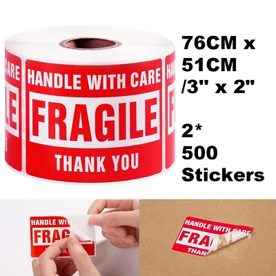 1000 Fragile Handle With Care 2x3  Stickers Packaging Box Safety Mailing Labels • $12.69