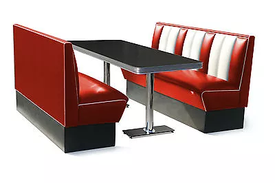 150cm Retro 50s Diner Furniture Kitchen Table Restaurant Bench Booth Seating Red • £2990