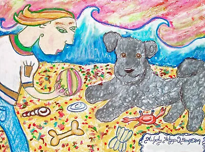 PUMI DOG Art Print From Painting 4 X 6 Signed By Artist KSams Abstract Beach • $13.49