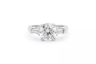 Harry Winston GIA Certified Three Stone Platinum Diamond Engagement Ring 2.19ctw • $45000