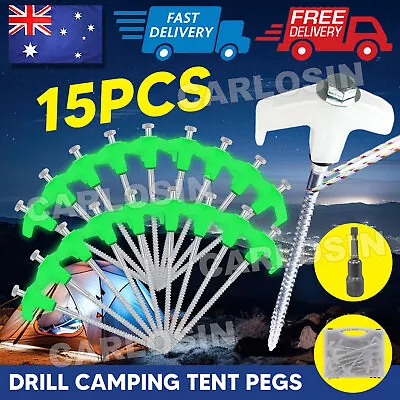 Tent Pegs Puller Heavy Duty Steel Screw Camping With Glow In The Dark Head+Case • $21.95