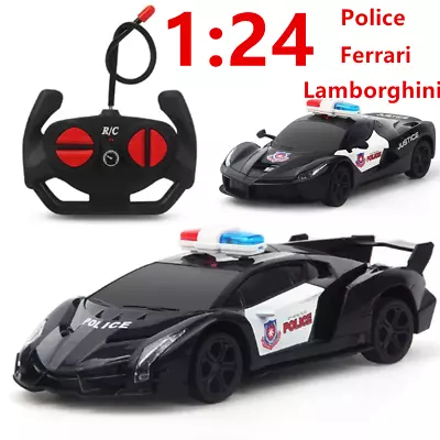 1:24 Police Lamborghini La Ferrari Electric RC Radio Remote Control Car Gift Toy • $13.56