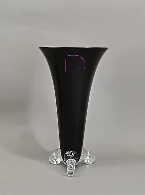 9135053 Krater-Vase Art Deco Bohemia Violet-Red Schneckenfüße • $334.71