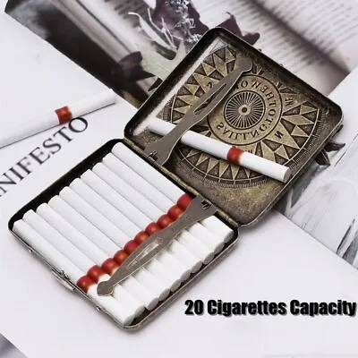Portable Vintage Carved Metal Cigarette Case Box Retro Smoking Case Holder Gift • $7.99
