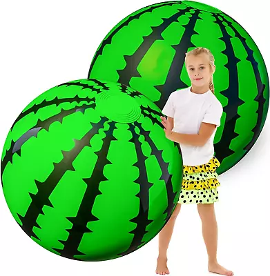 Watermelon Beach Balls 2 Pack- Big Inflatable Sports Ball Pool Toys Outdoor Wate • $27.32