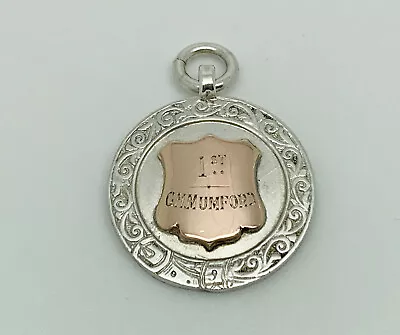 Antique 1922 Sterling Silver & Gold Engraved Marathon Race 1923 Medal Watch Fob • $63.81