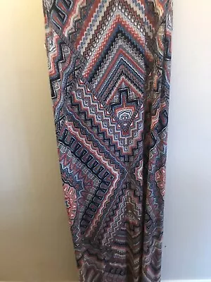 Wallis Multi Coloured Aztec Print Stretchy Jersey Summer Maxi Dress Size16 • £5.99