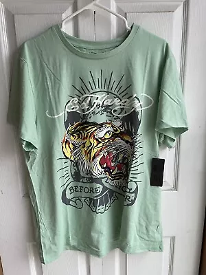 NWT Mens Ed Hardy Mint Green Death Before Dishonor Tiger T Shirt Y2K Size Small • $24.99