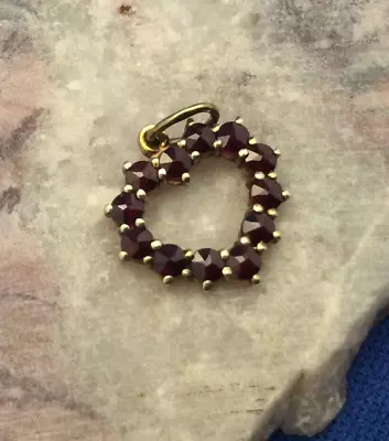 Antique Bohemian Garnet Heart Pendant • $50.96