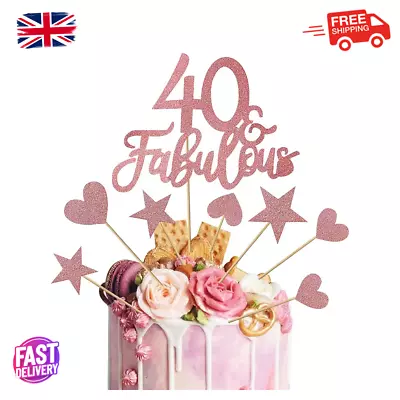 13pcs 40 & Fabulous Cake Topper 40th Birthday Cake Topper 40 And Fabulous Cake • £6.15