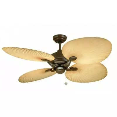 Fantasia Palm 52in IP54 Rated Ceiling Fan Brown With Brown Blades 111665 • £268.98