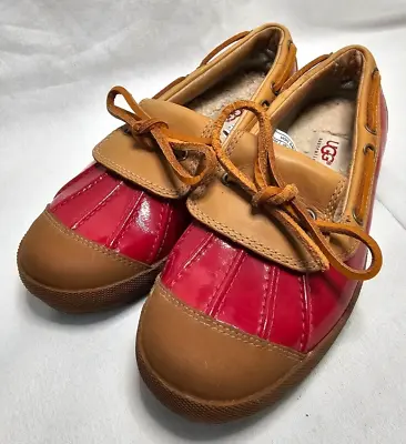 UGG ASHDALE Red Tan Leather Duck Rain Womens Casual Shoe Boot #1993 Size 6 • $32.30