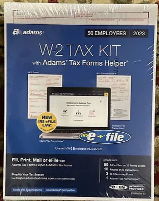 Adams 2023 W-2 Tax Kit Form Helper 50 Employees Pack 10 Efile (STAX650W-23) New • $14.99