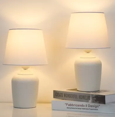 Sucolite Small White Table Lamps Set Of 2 Bedroom Nursery Living Room Desk • $12