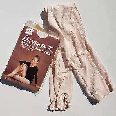 Danskin Stirrup Tights Theatrical Pink Style 249 Size Large Vintage1984 USA Made • $5.97