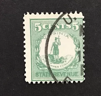 US F Used 5c Virginia State Revenue : Liquor Tax 5c.  (W16) • $3.95