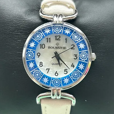 Boussive Lady Silver Murano Glass MOP Dial Analog Quartz Watch • $10