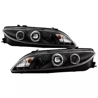 Spyder Projector Headlights LED Halo DRL Black Fits 03 - 06 Mazda 6 • $385