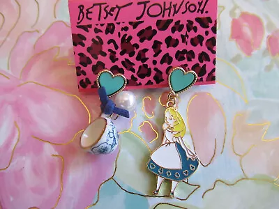 Betsey Johnson Cute Alice In Wonderland Ceramic Tea Cup Dangle Earrings New • $14.95