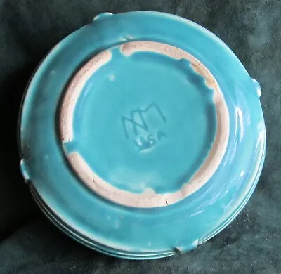 Vintage Nelson McCoy Art Pottery Planting Bowl In Rich Blue Aqua • $25