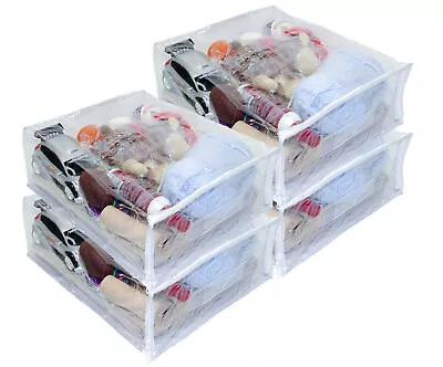 4-Pack Heavy Duty Vinyl Zippered Closet Square Storage Bags Clear 12  X 15  X 5  • $13.99