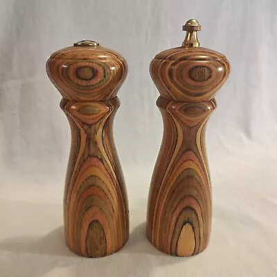 Vintage Mr. Dudley Multi-Color Wooden Salt Shaker & Pepper Grinder Set • $14.99