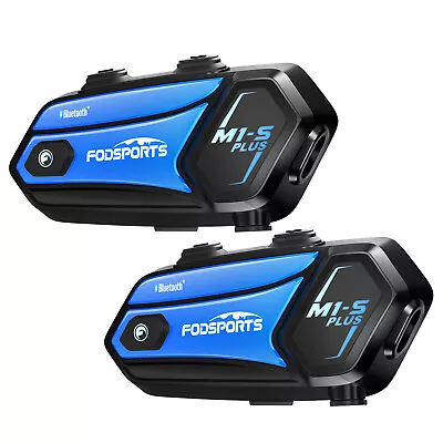 2x M1-S Plus 2000M Motorcycle Intercom Helmet Bluetooth Headset Music Sharing+FM • £132.99