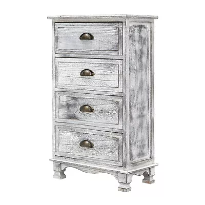 La Bella Bedside Table 4 Drawer Vintage Side Table Storage Cabinet Bedroom GY • $99