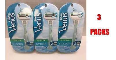 Gillette Venus Smooth Sensitive Women's Razor Handle + 2 Blade Refills 3/LOT 🔥 • $16.95