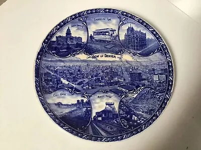 Antique Staffordshire Blue10  Plate DENVERCOLORADO SouvenirRowland Marsellus • $28