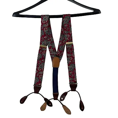 Vintage CAS West Germany Silk Suspenders W/ Braces Paisley Mens Formal Preppy • $19.99